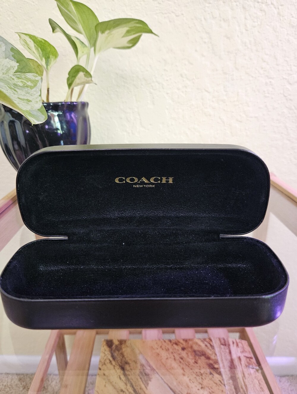 Coach Black Eyewear Case with Gold Logo